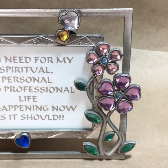 Silver-Tone Metal Frame with Colored Glass Floral Motif - Picture 5 of 12